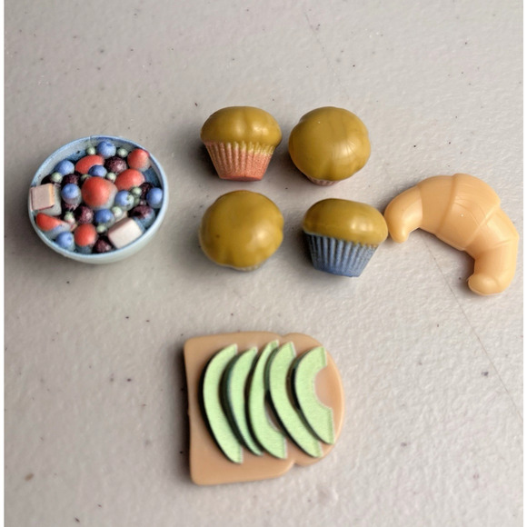 Miniature Doll Food Lot Avocado Toast Muffins Croissant Fruit Bowl 1:6 Scale - Picture 13 of 13